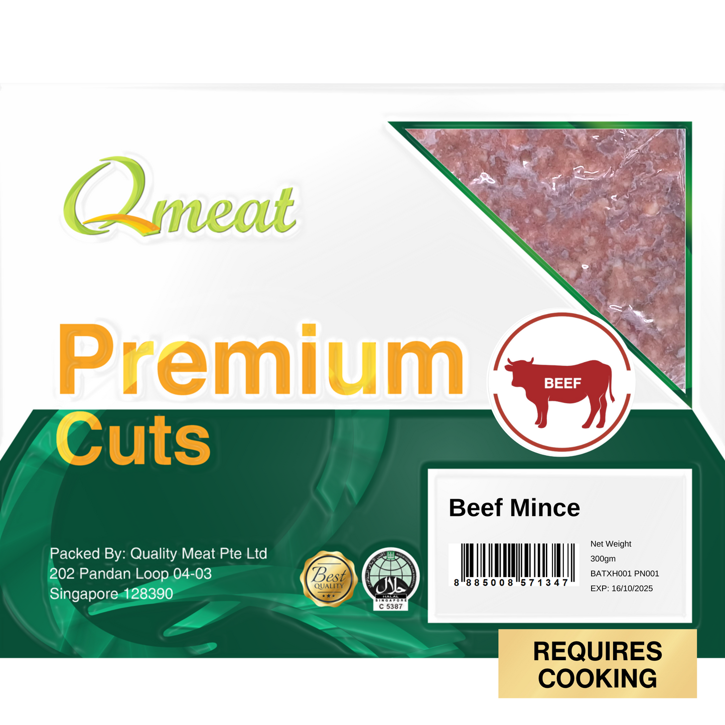 Qmeat Frozen Beef Mince (300g)