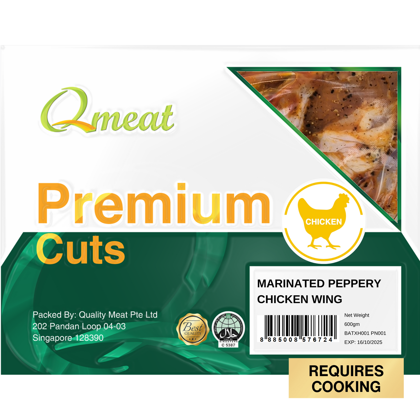 Qmeat Frozen Chicken Wing Peppery (600g)