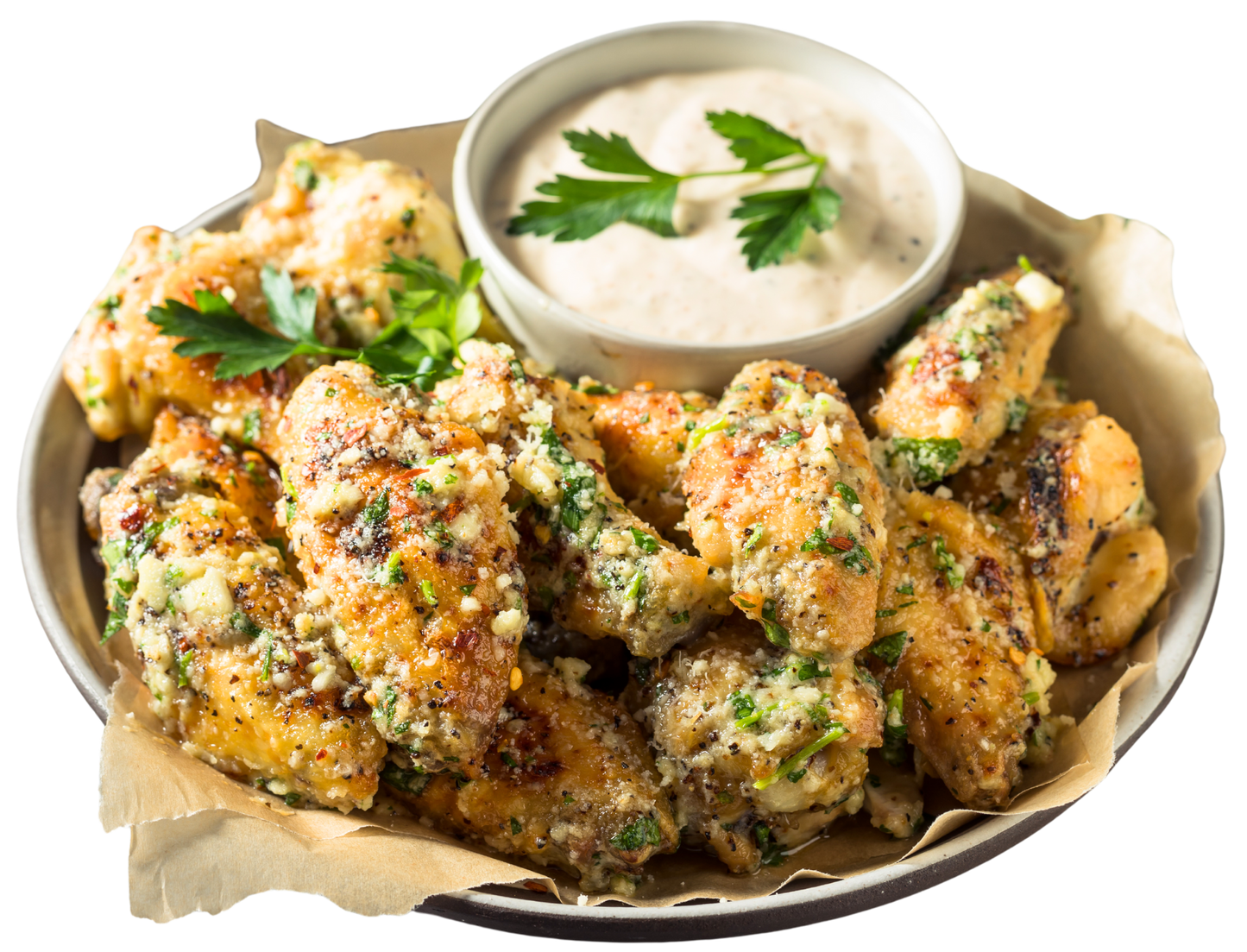 Qmeat Frozen Chicken Mid Joint Wing Garlic & Parsley (600g)