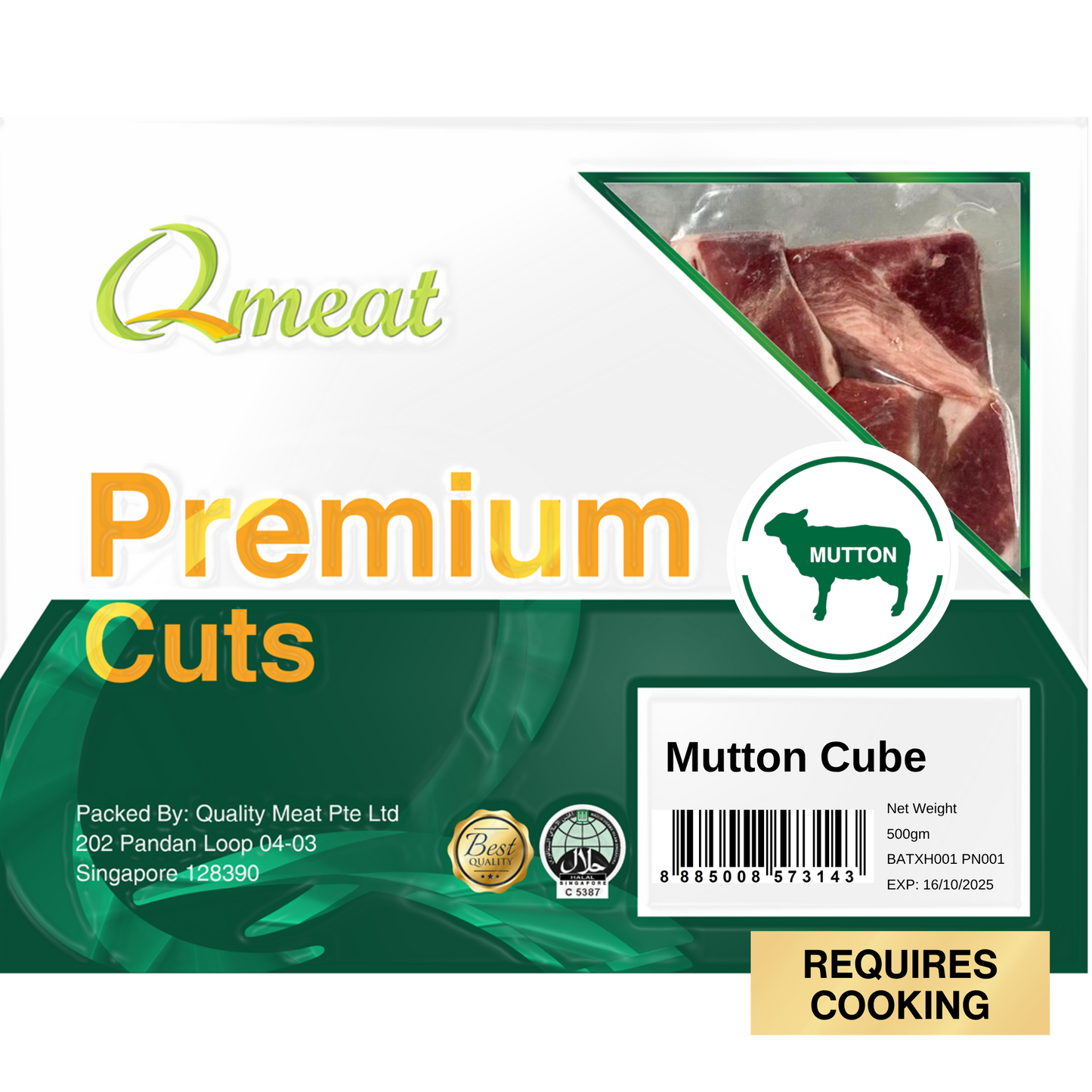 Qmeat Frozen Mutton Cube (500g)