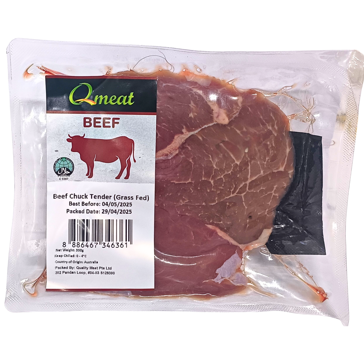 Qmeat Australian Air Flown Grass Fed Beef Chuck Tender (300g)