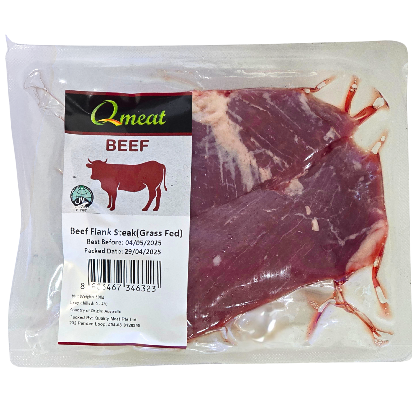 Qmeat Australian Air Flown Grass Fed Beef Flank Steak (300g)