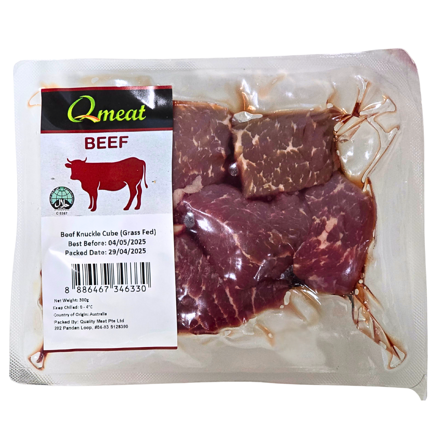 Qmeat Australian Air Flown Grass Fed Beef Knuckle Cube (300g)