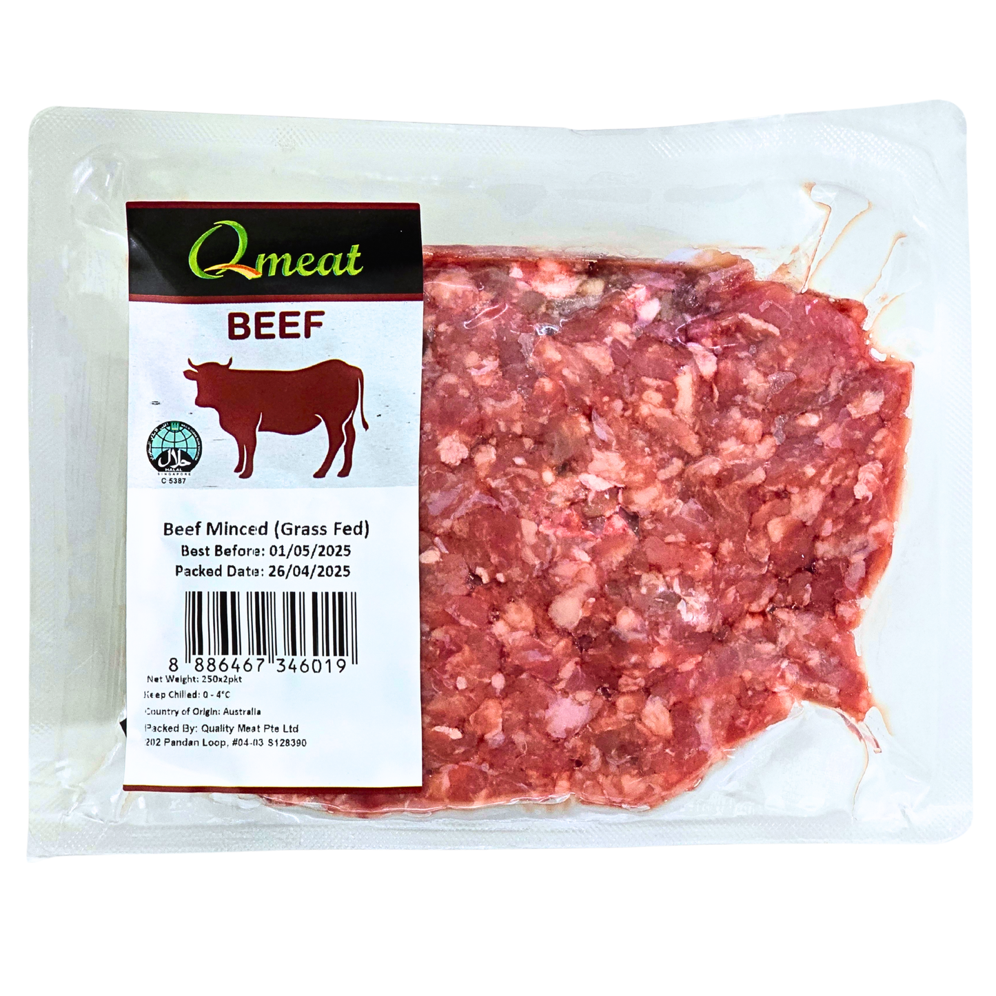 Qmeat Australian Air Flown Grass Fed Beef Minced (2 x 250g)