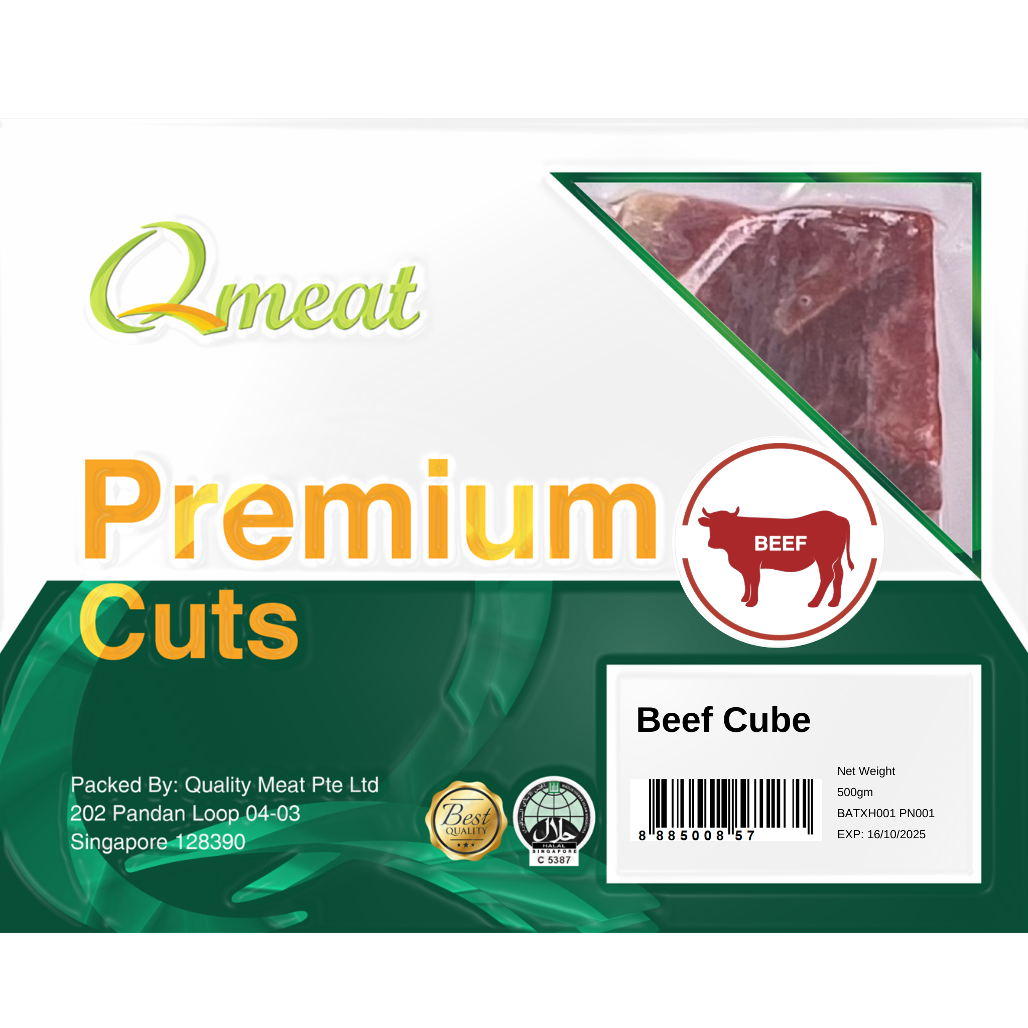 Qmeat Frozen Beef Cube (500g)
