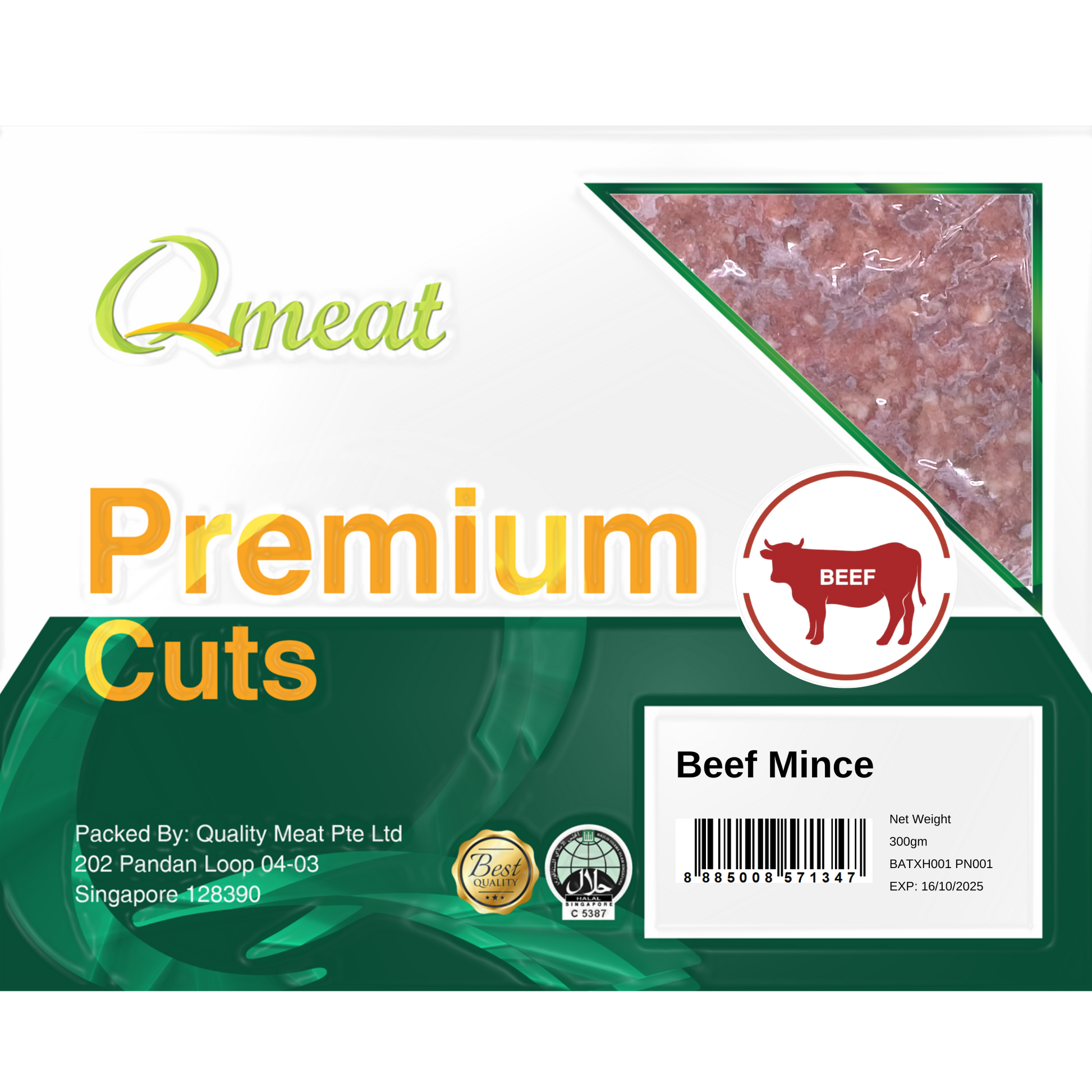Qmeat Frozen Beef Mince (300g)