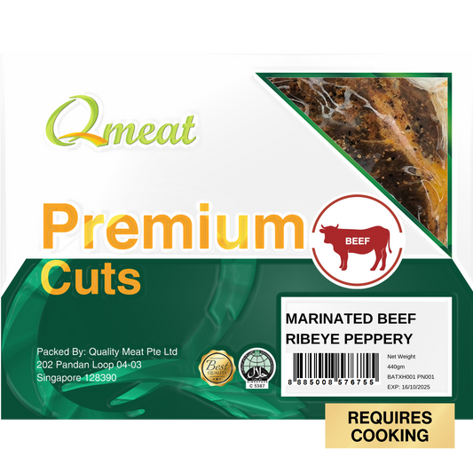 Qmeat Frozen Beef Ribeye Steak Peppery (440g)