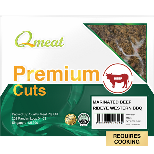 Qmeat Frozen Beef Ribeye Steak Western BBQ (440g)