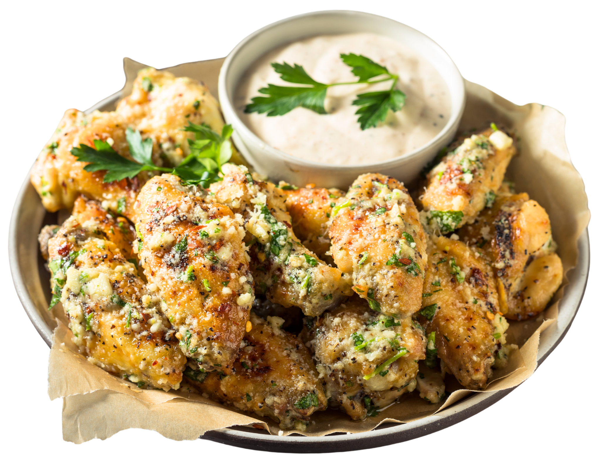 Qmeat Frozen Chicken Mid Joint Wing Garlic & Parsley (600g)