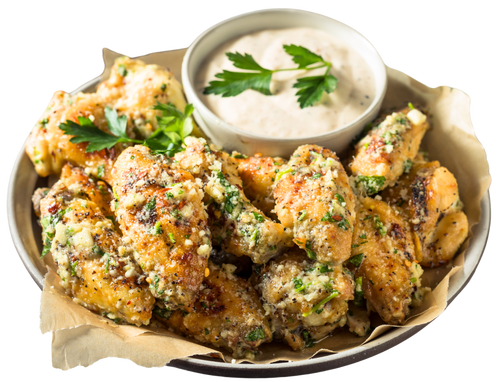 Qmeat Frozen Chicken Mid Joint Wing Garlic & Parsley (600g)