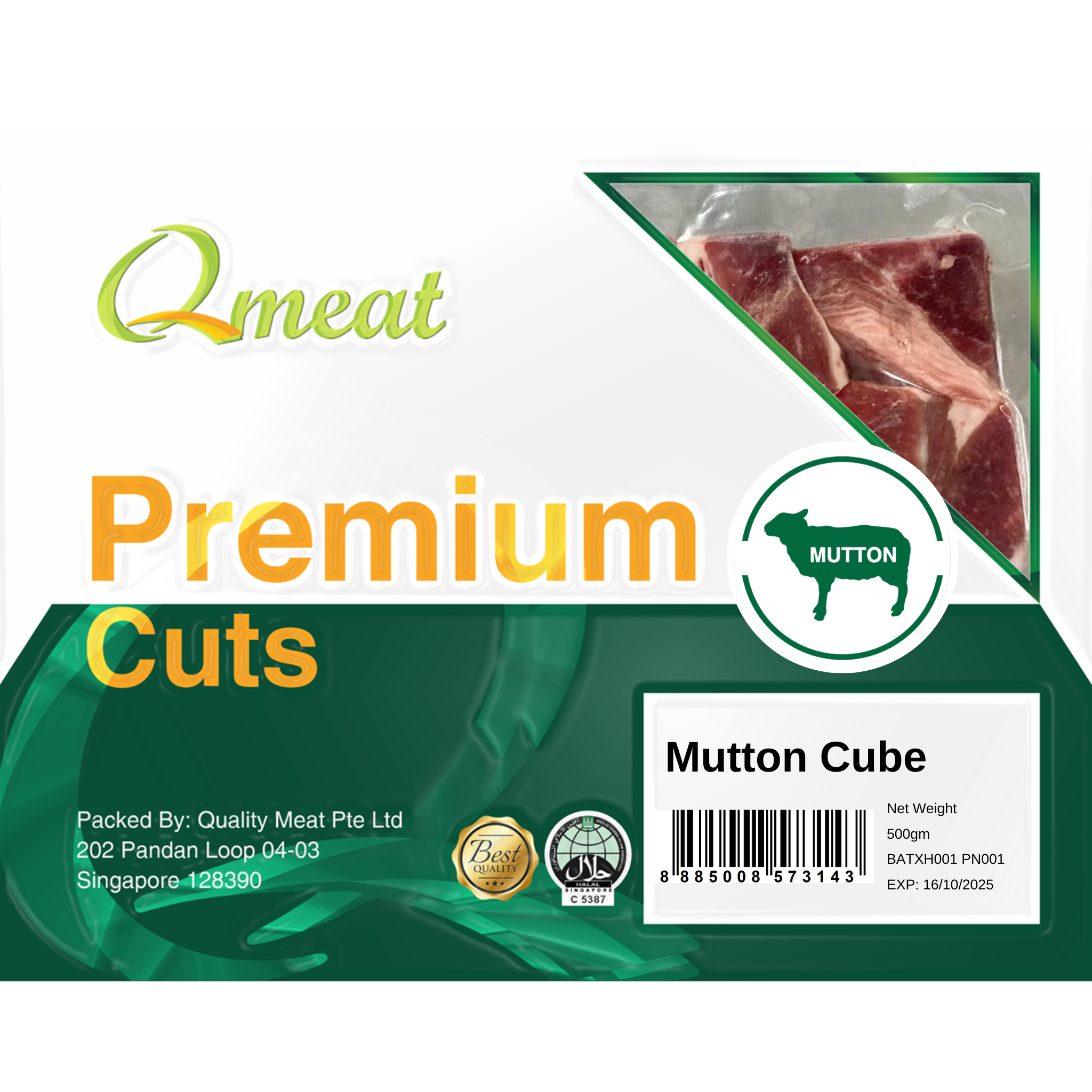Qmeat Frozen Mutton Cube (500g)