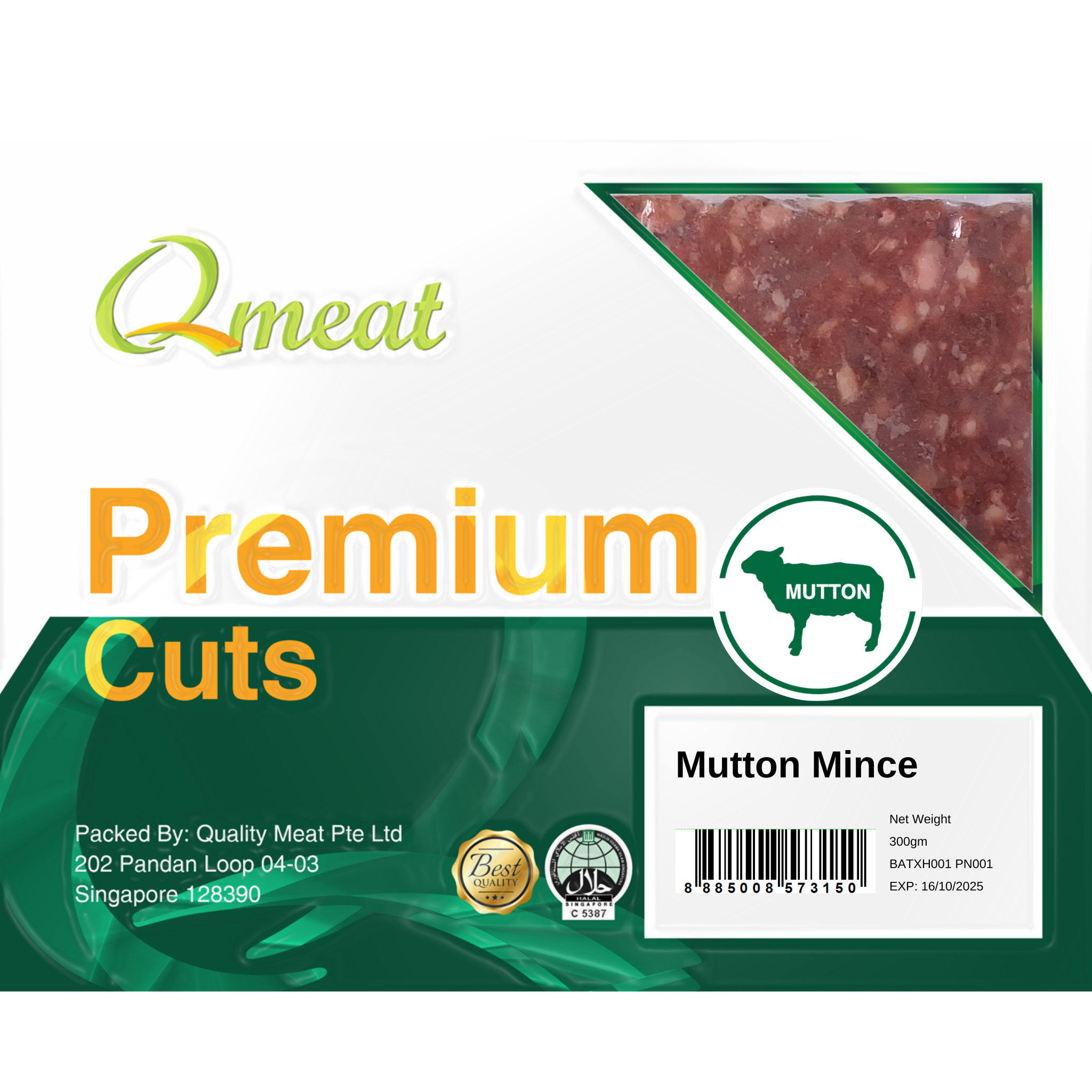 Qmeat Frozen Mutton Minced (300g)