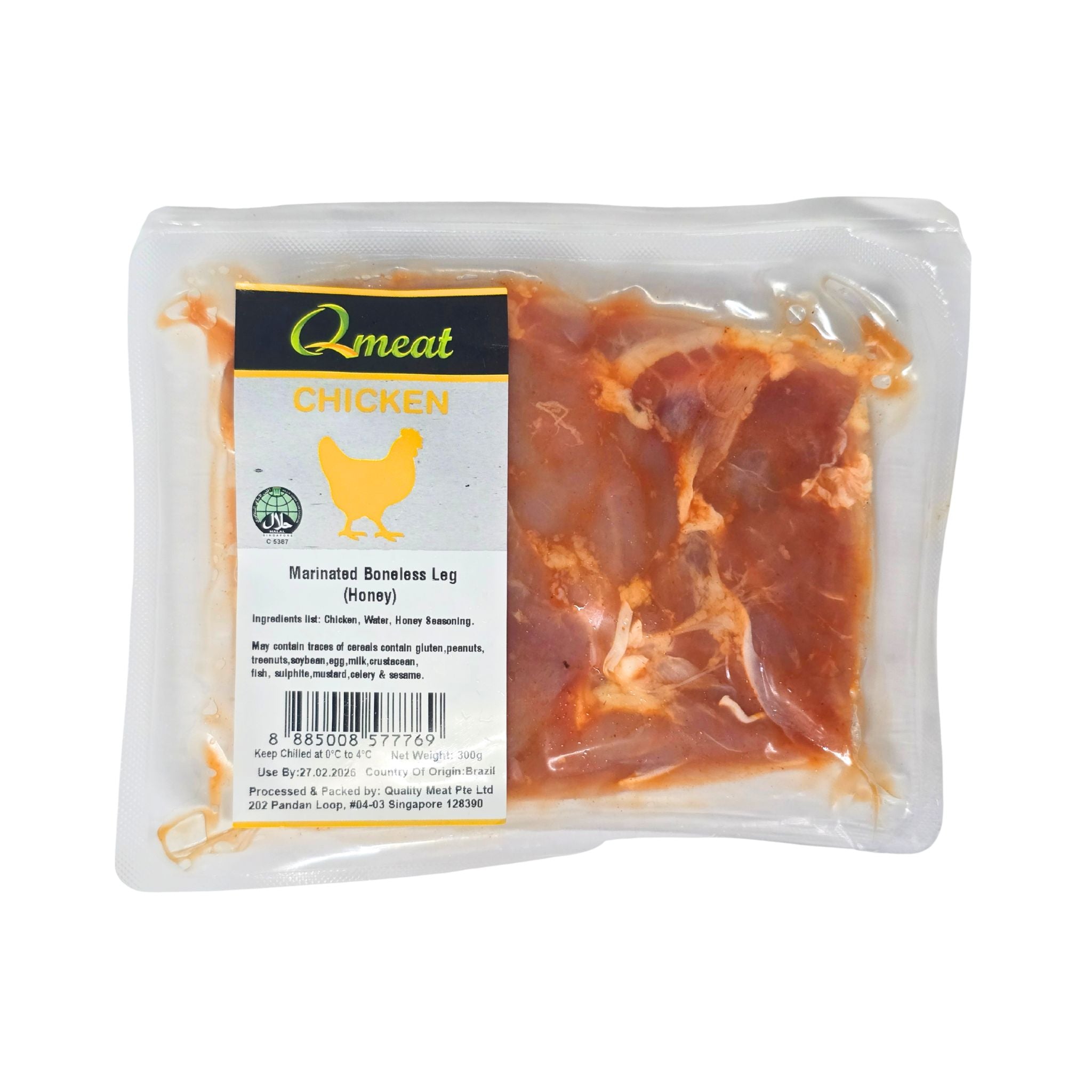 Qmeat Chicken Marinated Boneless Leg (Honey) - Chilled (300g)