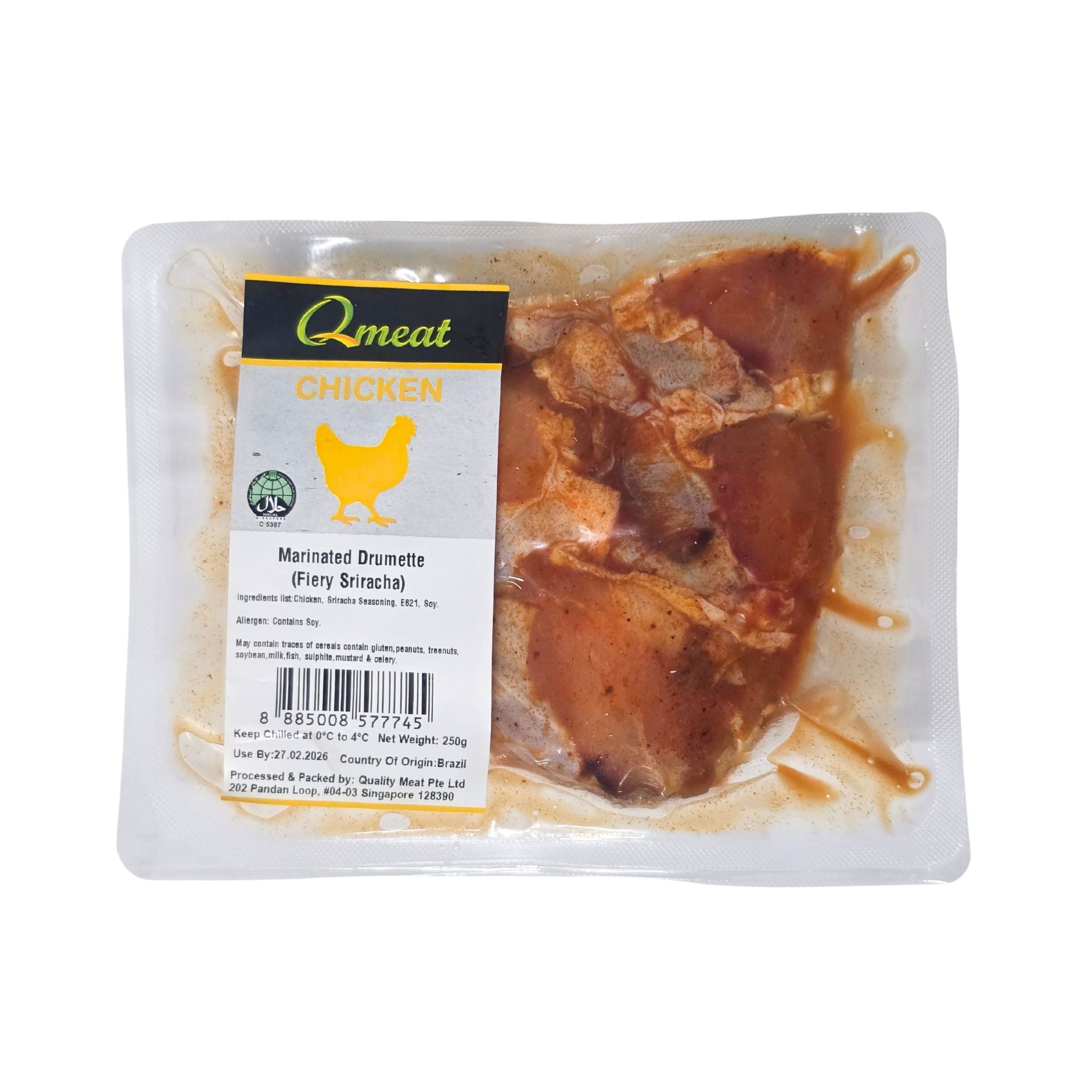 Qmeat Chicken Marinated Drumette (Fiery Sriracha) - Chilled (250g)