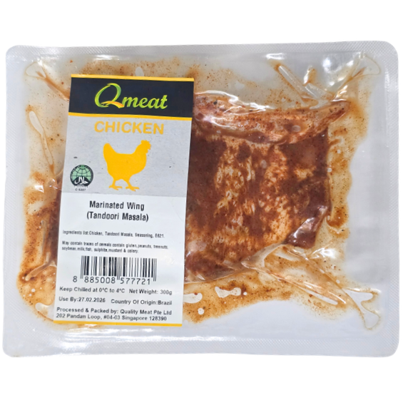 Qmeat Chicken Marinated Wing (Tandoori Masala) - Chilled (300g)