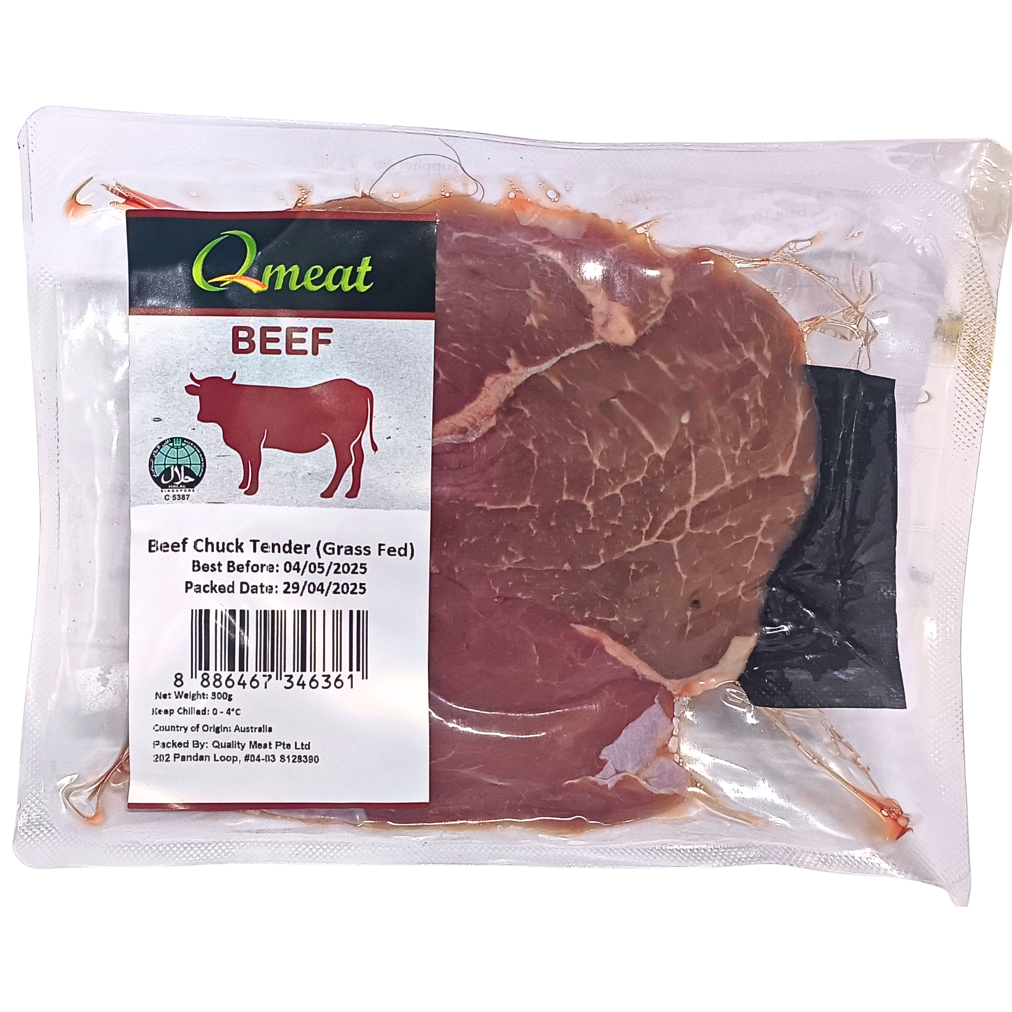 Qmeat Australian Air Flown Grass Fed Beef Chuck Tender (300g)