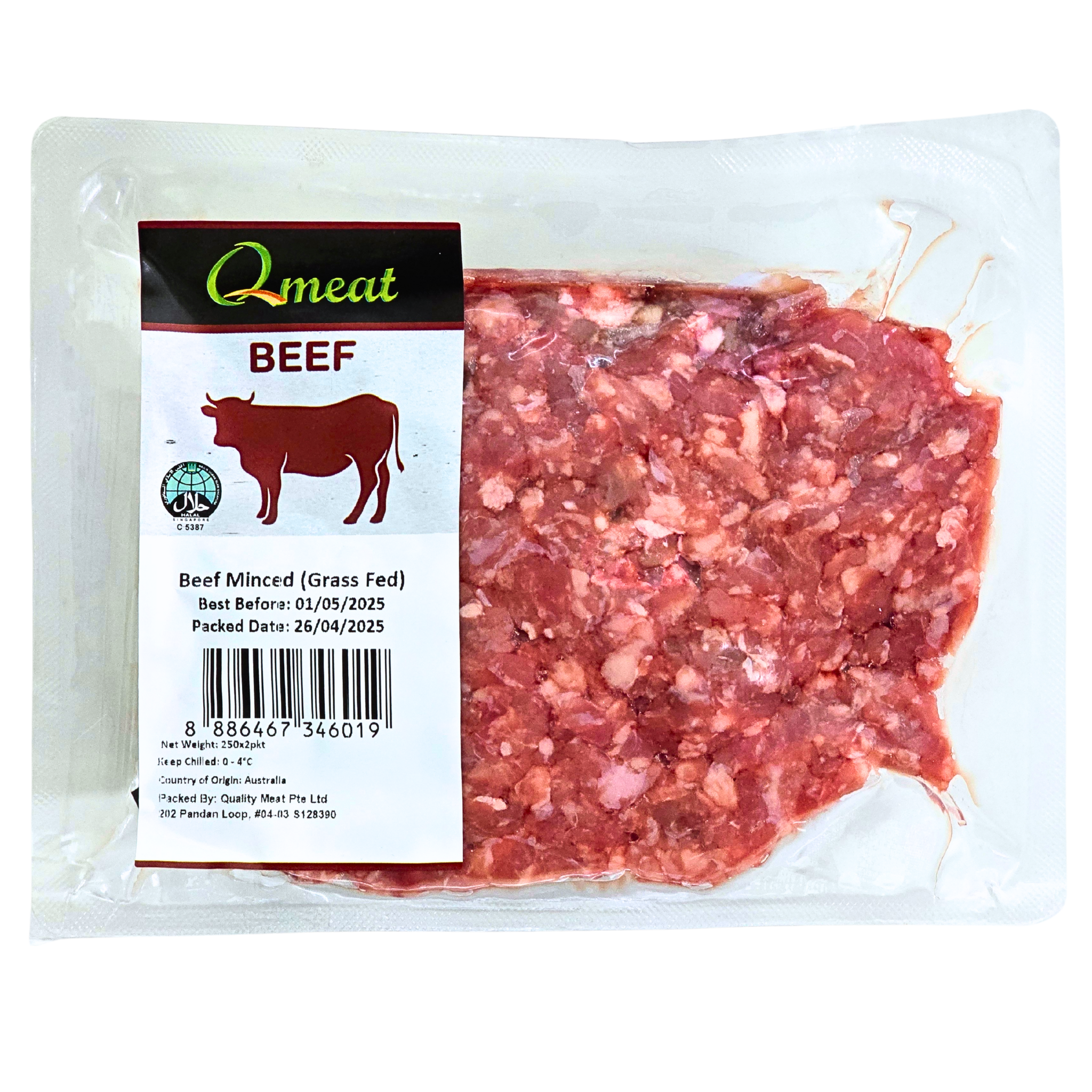 Qmeat Australian Air Flown Grass Fed Beef Minced (2 x 250g)