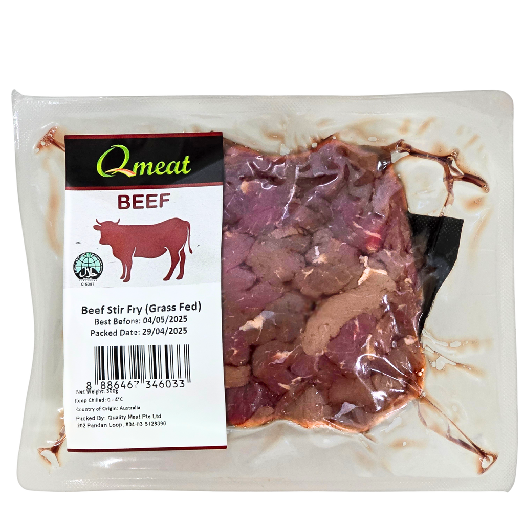 Qmeat Australian Air Flown Grass Fed Beef Stir Fry (300g)