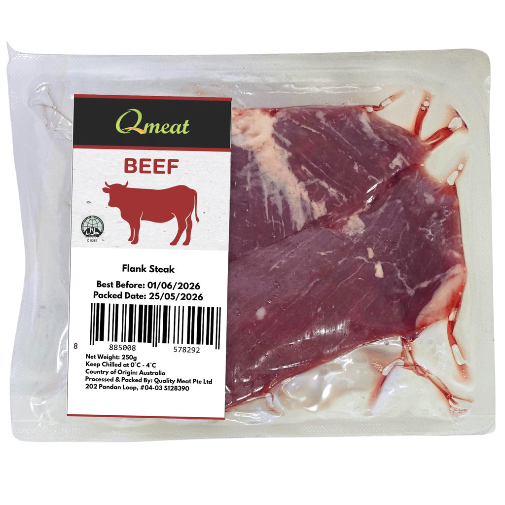Qmeat Australian Air Flown Grass Fed Beef Flank Steak - Chilled (250g)