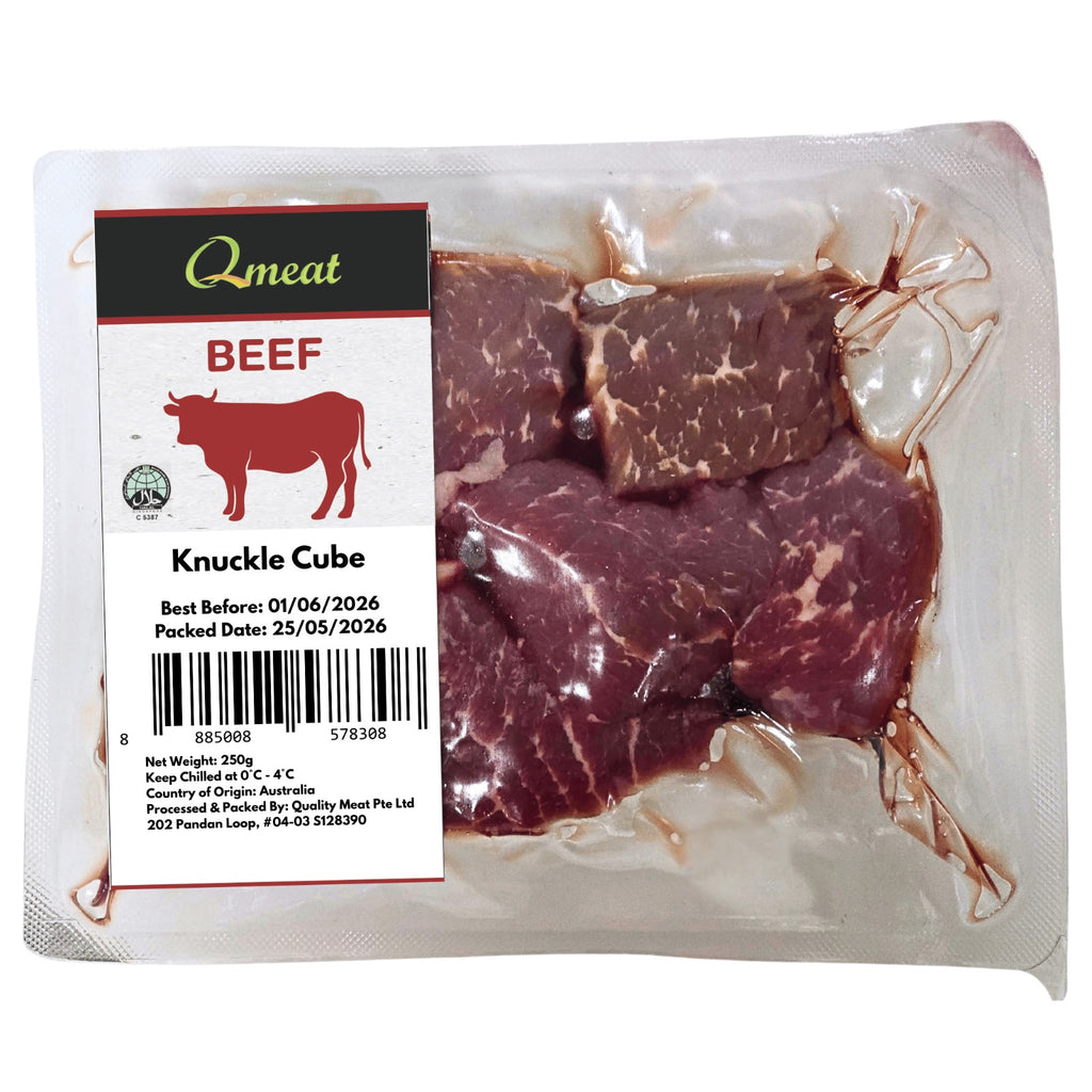 Qmeat Australian Air Flown Grass Fed Beef Knuckle Cube - Chilled (250g)