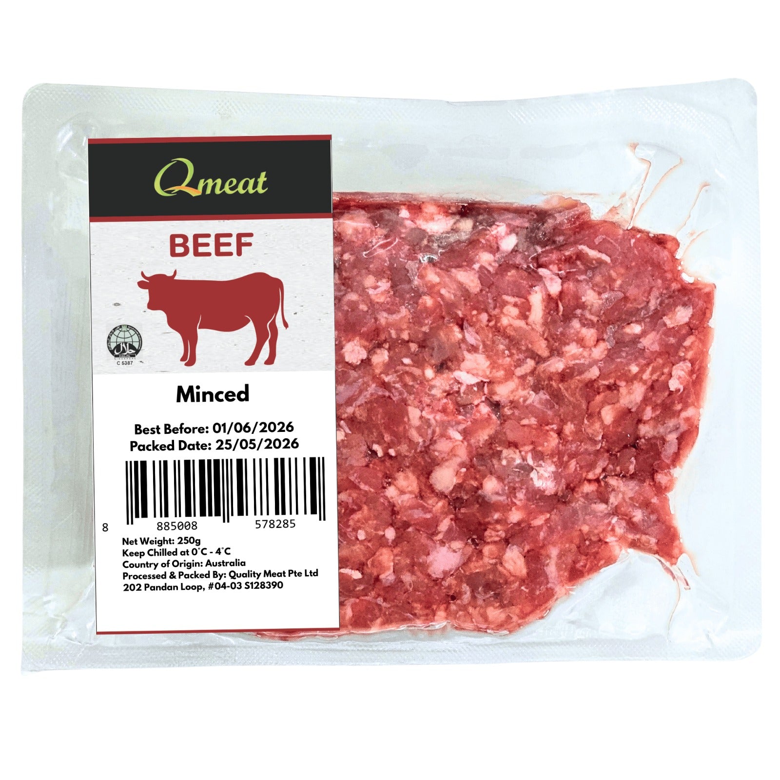Qmeat Australian Air Flown Grass Fed Beef Minced (250g)